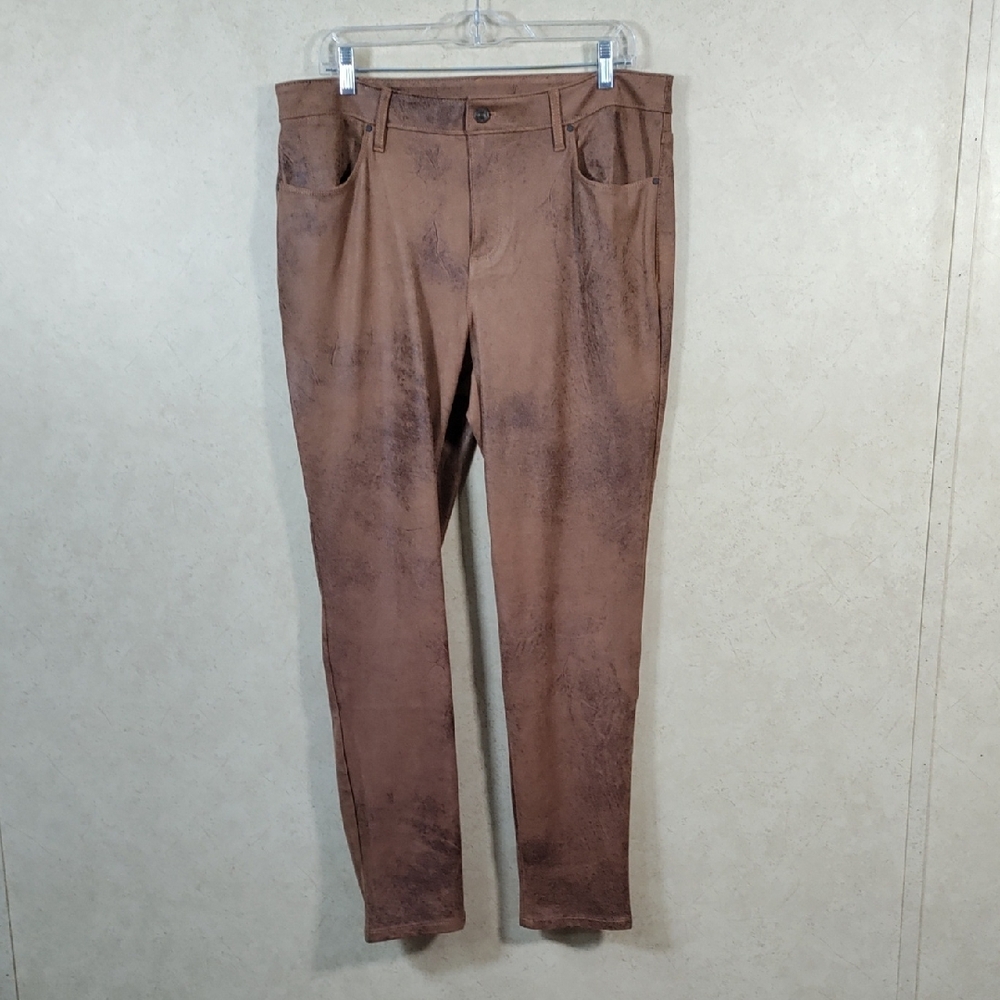 05146 Chicos brown faux suede leather straight leg jeans 2 12